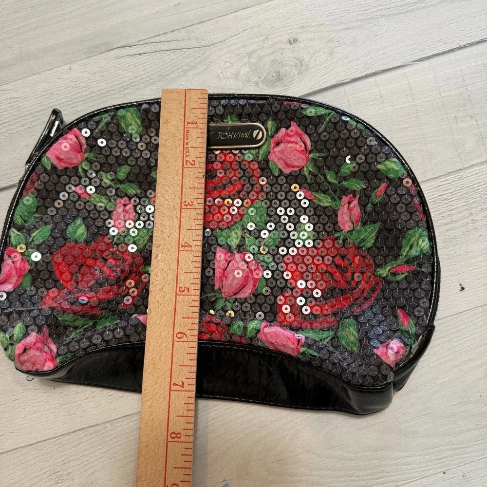 Betsey Johnson‎ Rose Pattern Sequin Cosmetic Bag/Pouch